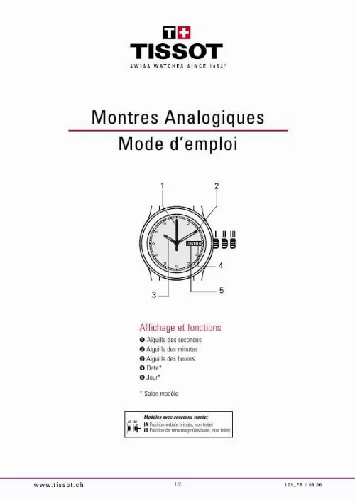 Notice TISSOT MONTRES ANALOGIQUES Trouver une solution un